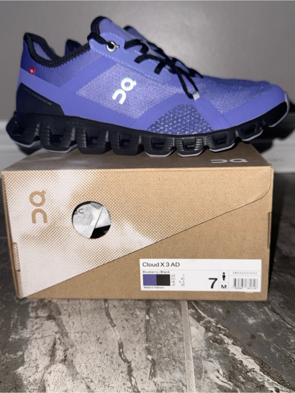 On Running Cloud X3 AD Men's Athletic Shoes in Purple and Black